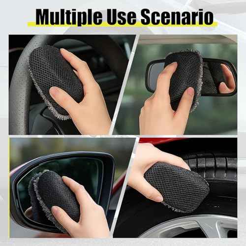 3 PCS Tire Shine Applicator Sponges, Microfiber Tire Brightener Applicator Pad Durable and Reusable Tires Dressing Applicators Pad, Tires Applicator-Pad for Car Detailing Cleaning Sealant Conditioner