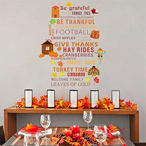 Kiddale Inspirational Quotes Wall Decal,Peel and Stick Removable Motivational Phrases Sticker Thanksgiving Decoration for Window Cling Kitchen Living Room Decor