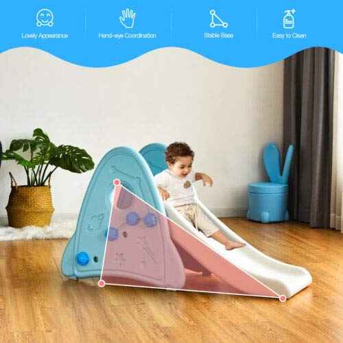 BABY JOY Kids Slide, Freestanding Baby Mini Play Climber Slide Set for Indoor Outdoors Use, Children Toy Playset with Non-Slip Widened Pedals, Suitable for 6 Month - 8 Years Baby Toddler (Blue)