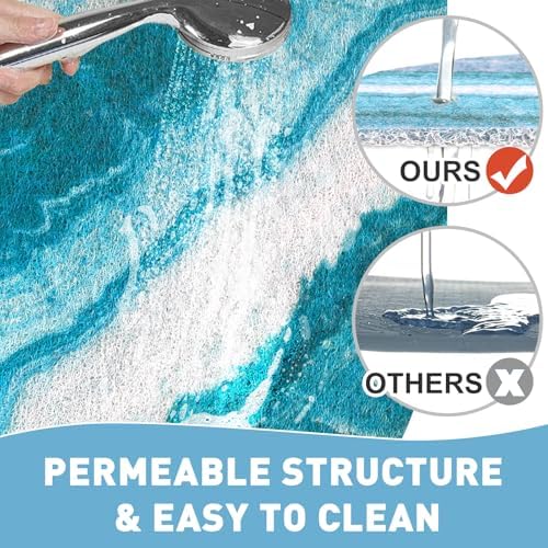 Corner Shower Mat Non Slip: Mofonky 27.5 x 27.5 Inch Large Triangular Shower Mats for Inside Shower - Colorful Soft Loofah Shower Floor Mat Anti Slip