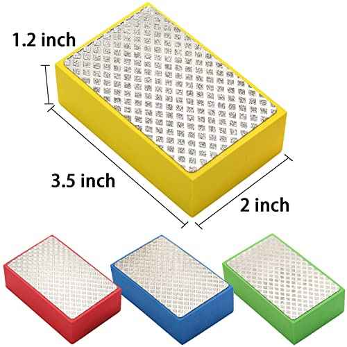 TOPZEA 4 Pack Diamond Hand Polishing Pads, 60/100/200/400 Grit Wet & Dry Sanding Blocks Sandpaper Sponge Tile Polishing Tools for Tiling Granite Marble Ceramic Glass