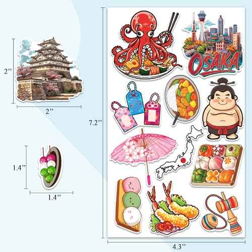 Japan Travel Stickers 50 Pieces Vinyl Waterproof Decal for Laptop Water Bottle Phone Car Window Bike Motorcycle Stakeboard Scrapbook Japanese Sticker Gifts
