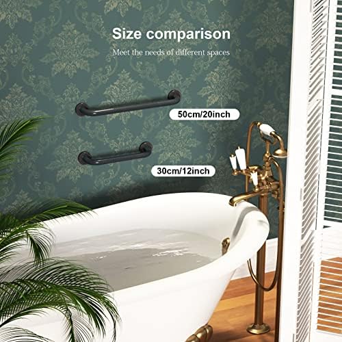 12 Inch Anti Slip Bronze Shower Grab Bar Oil Rubbed Black,ZUEXT Antique Brass Bathroom Grab Bar, Knurled Bathroom Balance Bar,Safety Hand Rail Support Handicap Elderly Injury Senior Assist Bath Handle