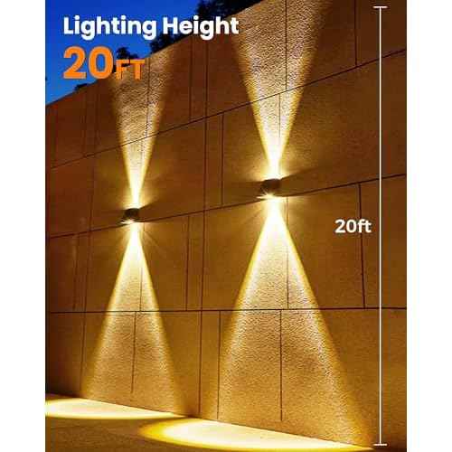 LUHLEE Solar Wall Lights Outdoor, 2000mAh 3000K Wall Sconces,Up and Down Lighting,IP65 Waterproof Solar Outdoor Lights for Wall House Fence Patio Porch Garage Yard (Warm White, 4 Pack)