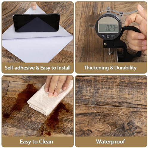 TANONE Wood Contact Paper with Installation Tools, Kitchen Peel and Stick Wallpaper, Self Adhesive Removable Wallpaper Countertops Waterproof 17.5" X 118.1"