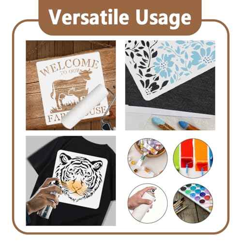 8Pcs Paw Print Stencils for Painting, Reusable Cat Dog Paw Stencil Drawing Templates, DIY Craft Paint Templates for Wall Home Decor Wood Burning Canvas Journal Card