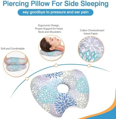 Ear Piercing Pillow for Side Sleepers Pillows with Holes for Ear Pain,Donut Pillow for Ear Side Sleeping Pillow for Adults CNH Ear Pain Relief Pressure Sores Ear Pillow with Hole in Center