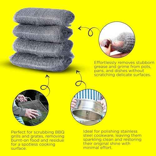 Wool Grade 0000 - Finest Grade - 16 Pads Multi-use for Cleaning, Rust Removal, Wood Buffing, Metal Finish, Furniture, Windows. 16 Pads