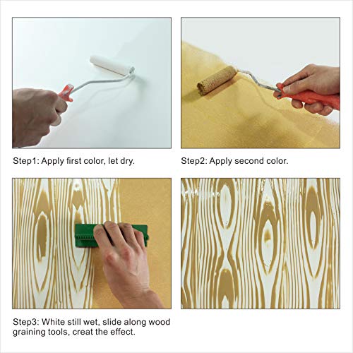 Wood Graining Painting Tool, Rubber Empaistic Wood Grain Tool Household Wall Art Paint(MS8L)