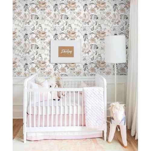 Hopepak Floral Peel and Stick Wallpaper for Bedroom Modern Farmhouse Flower Wall Paper Self Adhesive Removable Contact Paper for Cabinets Bathroom Nursery Shelf Drawer 15.5'' x 78.7''