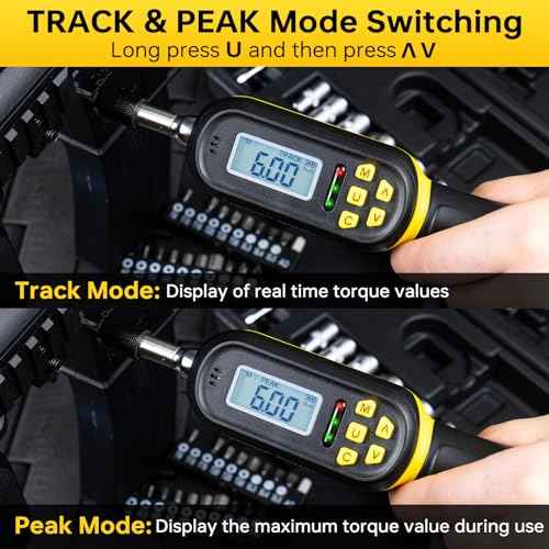 32PCS Digital Torque Screwdriver, 2.66-53.1 in-lbs/0.3-6 Nm, Inch Pound Torque Screwdriver Electrician with Buzzer & LED Indicator, Adjustable Screwdriver Torque Wrench Set with Bits & Sockets