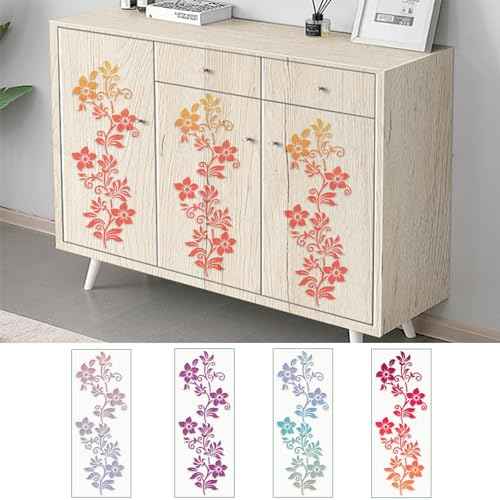 6 Pcs Floral Vine Stencils for Painting Walls Reusable 16 Inch Wall Stencil Flower Stencils Vine Stencil DIY Wall Stencils for Painting Large Pattern on Wood Canvas Furniture Decor (6 Large Vine)