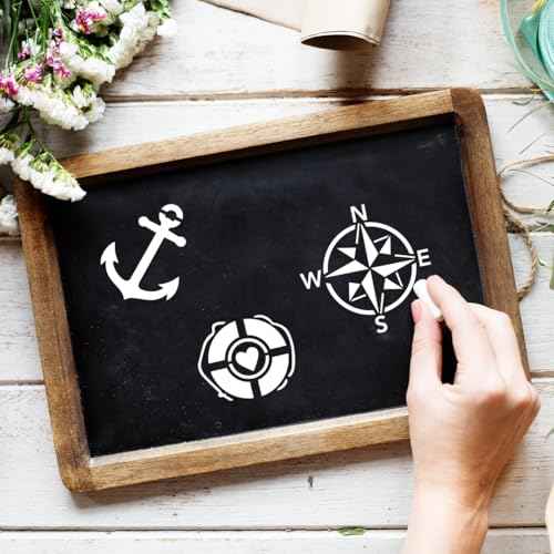 12pcs Sea Ocean Sailing Boat Seagull StencilNautical Sailboat Painting Stencils with Paint Brush Summer Sea Wave Fish Cloud Template for DIY Craft Furniture Wood Canvas