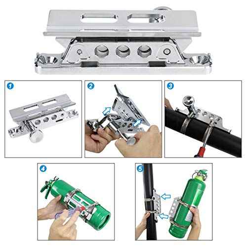 Quick Release Roll Bar Fire Extinguisher Mount Holder Bracket Compatible with for Jeep Wrangler Gladiator Ford Bronco UTV Polaris RZR Ranger Can-Am Maverick ATV Fire Extinguisher Mount
