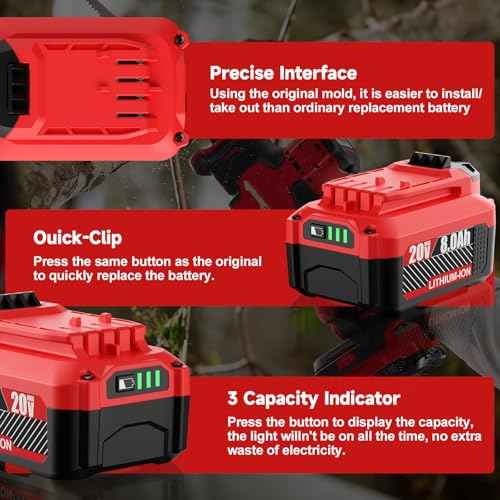 2Pack 8000mAh 20 Volt Batteries Replacement for Craftsman 20V Lithium Battery Compatible with CMCB205 CMCB204 CMCB206 CMCB202 CMCB201 Craftsman 20V MAX Cordless Power Tool