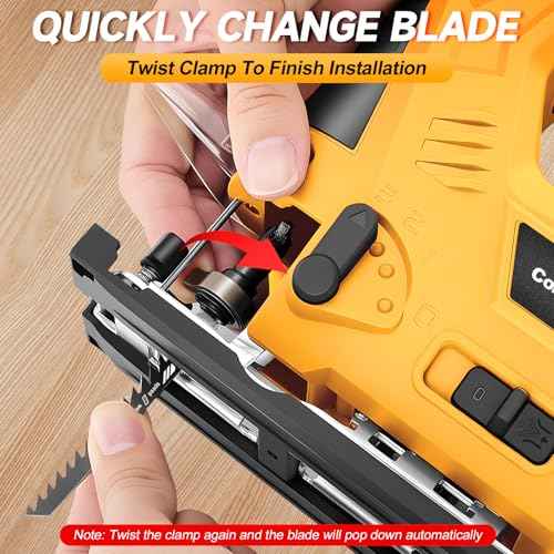 Jig Saw Compatible with Dewalt 20V Max Battery (No Battery), Cordless Jig Saw Brushless Jigsaw Tool with LED Light, 0¡Æ- 45¡Æ Bevel Cuts, 3 Orbital Settings for Straight/Curve/Circle Cutting
