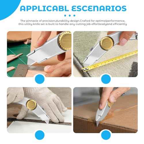 2PCS Silver Retractable Utility Roofing Knife, Heavy Duty Utility Knife for Drywall, Vinyl, Carpet Cutting, Metal Roofing Tools with Portable Storage Sheath, Replacement Blades£¨Upgraded£©