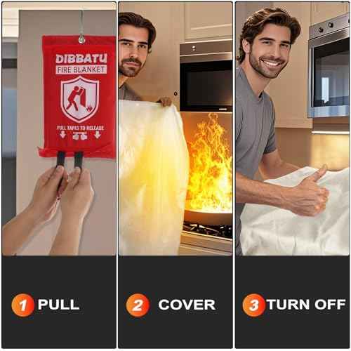 DIBBATU Fire Blanket for Home and Kitchen, Fire Blankets Emergency for Home, Emergency Fire Blankets Retardant for House, Fireproof Blanket, Survival FireBlanket for Kitchen,Fireplace, Grill, BBQ