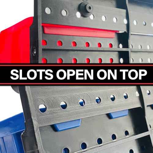 Wall Mounted Storage Bins Parts Rack, 30Pcs Bins Plastic Parts Rack Container, 5-Tier Stackable Garage Shop Tool Storage Rack for Nuts Bolts Screws Nails
