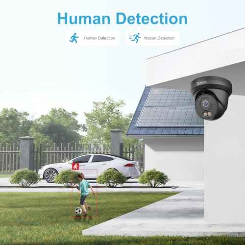 Anpviz 4MP PoE Camera Black, Full Metal Turret Security IP Camera Outdoor Indoor, Smart Dual Light Color Night Vision, AI Human Motion Detection, Built-in Mic, 2.8mm Lens, NDAA