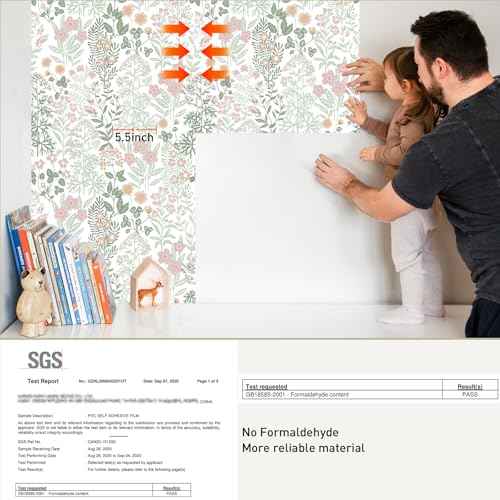MelunMer Peel and Stick Wallpaper Boho Floral Contact Paper for Cabinets 78.7 in L 17.3In W Self Adhesive Removable Wallpaper for Bedroom/Bathroom Waterproof Nursery Botanical