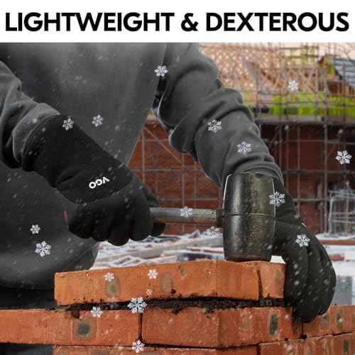 Vgo... 2-Pairs Freezer Winter Work Gloves, Double Lining Rubber Latex Coated for Outdoor Heavy Duty Work (Size M, Black, RB6032)