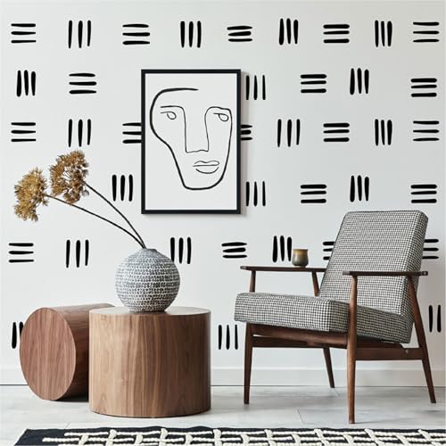 280Pcs Black Modern Lines Removable Peel and Stick Waterproof Sprinkle Wall Stickers Kids Girls Boys Bedroom Nursery Playroom Classroom DIY Dorm Living Room Party£¨Scandinavian Style£©