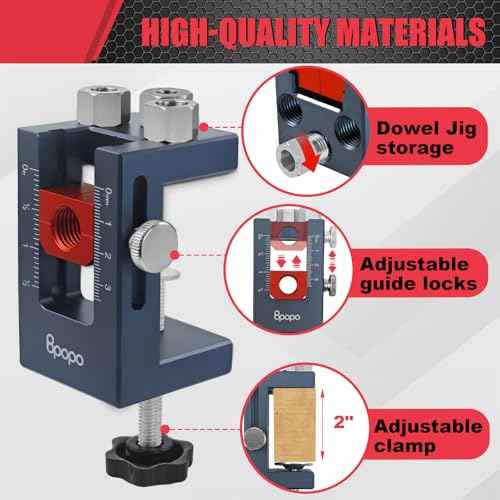 Self-Centering Doweling Jig Kit for Woodworking ? Adjustable Width Dowel Jig for Straight Holes with 3 Drill Guide Bushings & 3 Drill Bits (1/4'',3/8'',5/16'')£¬Woodworking Joints Tools
