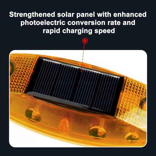 Aolyty Solar Strobe Warning Light Outdoor, Bright Solar Safety Flashing Light 4 Pack Road Signs IP54 Waterproof for Construction Site, Traffic, Dock, Marine, Stop Sign (Blue)