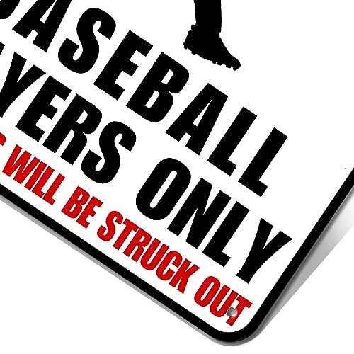 Baseball Decor Tin Sign Boys Room Poster, Metal Sports Sign, Wall Art Decor 12x8 Inches