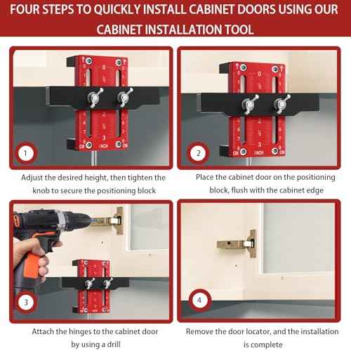 Cabinet Door Installation Positioners, Installation Jig for Cabinet Door, Aluminum Adjustable Mounting Jig Positioning Tool, Cabinet Door Positioning tool Compatible for Most Cabinet Doors