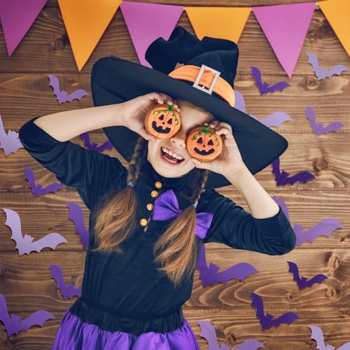 128Pcs Halloween 3D Bats Wall Stickers Gradient Purple Bats Waterproof Decals Halloween Wall Decorations with Glue Points for Home Window Party Supplies