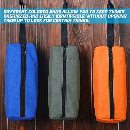 9 Packs Small Tool Pouch Zipper Tool Bags Canvas Waterproof Versatile Hand Zippered Tool Pouches Heavy Duty Multipurpose Zipper Tool Pouch Tote Bag for Organizer Storage (11.8 x 3.9 x 3.9 Inch)