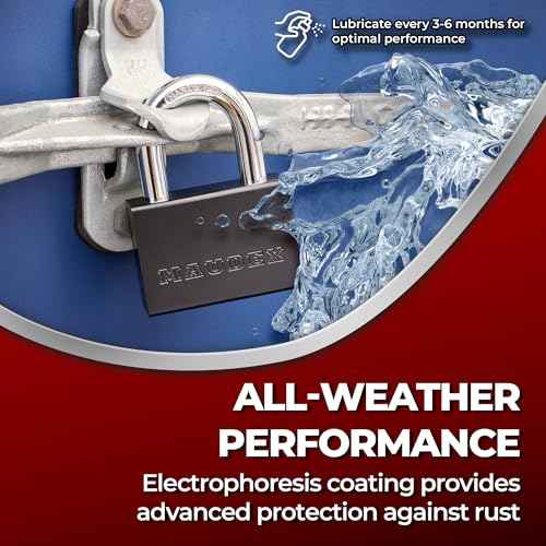 Maudex¢ç PDK73 Heavy Duty Padlock with 5 Keys - 13mm Cut-Resistant Shackle, Steel Body Protection | High Security Lock for Sheds, Storage Units, Trucks