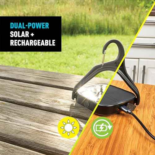 Nite Ize Radiant Revolve Rechargeable & Solar Lantern - Premium Solar Light for Camping Accessories & Backpacking Gear - Weather-Resistant Design with 360-Degree Rotating Body