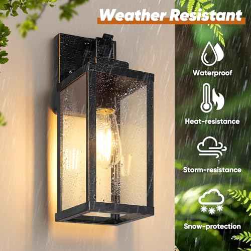 BesLowe 14¡± Upgraded Motion Sensor Outdoor Wall Lights, Dusk to Dawn Porch Lights Outdoor Wall Sconces, 3 Lighting Modes Exterior Lighting Fixtures with Hooks, Bronze Outside Lights for House, 2-Pack