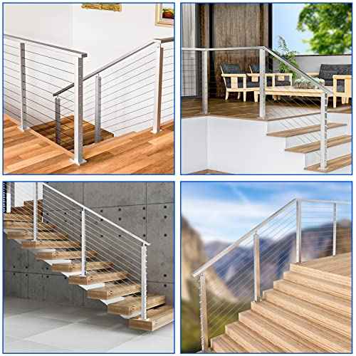 Muzata 100 Pack 1/8" Cable Railing Hardware Kit Hand Swage Threaded Stud Tensioner for 2x2 Metal Post T316 Stainless Steel Deck Cable Railing System CR23