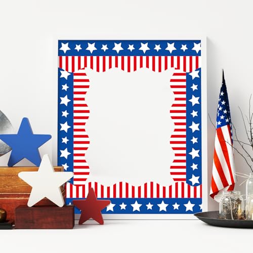 32.8Ft Patriotic Bulletin Board Border Red Blue American Flag 4th of July Star Stripe Die Cut Trim Border Roll for Independence Memorial Day Classroom Back to School Chalkboard Wall Decor