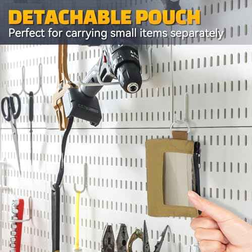 Tomorotec Heavy Duty Roll Up Tool Bag Organizer - Tool Roll Bag with 2 Detachable Pouches, Labeled Compartments & Expandable Pockets - Compact, Portable Storage