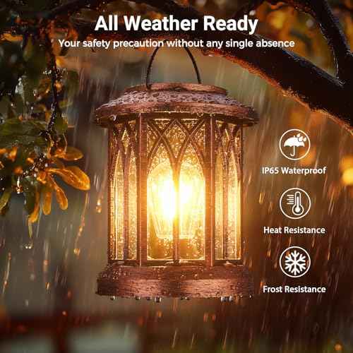 WdtPro Solar Lanterns Outdoor Hanging 4 Pack, Upgraded Bright Solar Lantern Lights Outdoor Waterproof, Solar Powered Lantern Over 12Hrs for Outside Garden Yard Patio Decor (Copper)