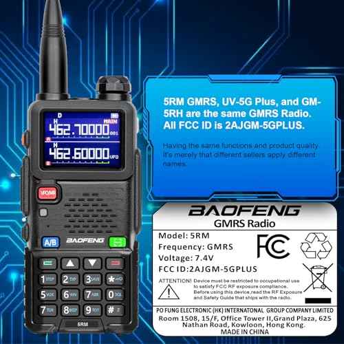 BAOFENG 5RM GMRS Handheld Radio, UV-5G Plus(4 x 2500mAh Batteries), Multi-Band Long Range 5W Two Way Radio with 999Channels NOAA Frequency Match Speaker Mic 805S & 8" & 15.5" Antennas-2 Pack Full kit