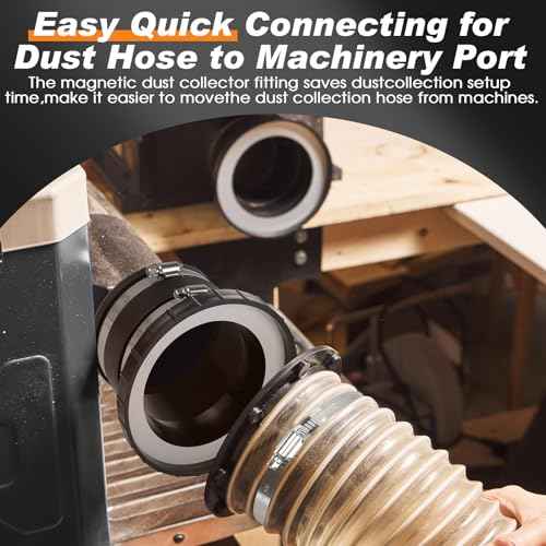 Magnetic Dust Collector System for 4" Shop Vacuums Dust Hose,One-to-Multi Magnetic Dust Collection Starter Kit for Woodwork w/1PK Mag Port Connector+3Set 4¡± Couplers,Hookup Drum Sander Jointer Planer