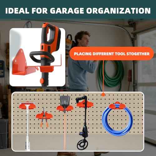 Gugxiom 2Pcs Weed Eater Hangers, Weedeater Hanger Wall Mount Garage Organizer Trimmer Rack, Trimmer Storage Rack for Garage