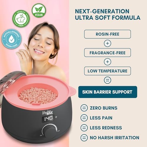 Stripless Wax beads 0.88 lbs, Hypoallergenic, Special for Sensitive Skin, Face and Body, Coarse Hair, Men, Women, Bikini, Brazilian, Rose
