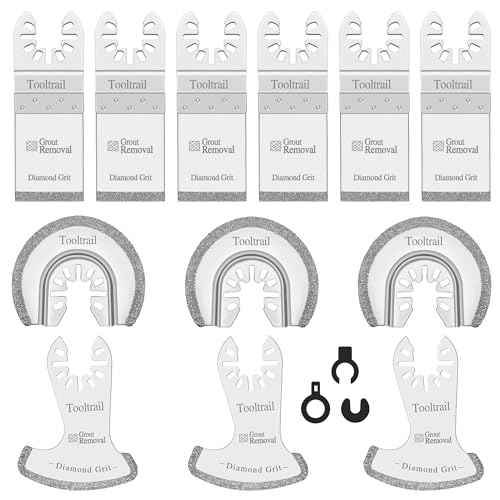 12 PCS Diamond Saw Blades for Oscillating Tool, Grout Removal Blade with 3 Adapters, Professional Multi Tool Blades Kit for Grout, Cement,Fit Milwaukee, Dewalt, Bosch, Ryobi