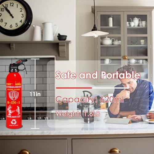 WPW 620ml Large Upgraded 8-in-1 Fire Extinguisher for Home with Wall Mount Portable Fire Extinguisher For Vehicle Car Boat Kitchen Emergency Supplies, Water-Based Solution For A, B, C, K Fire (2 Pack)