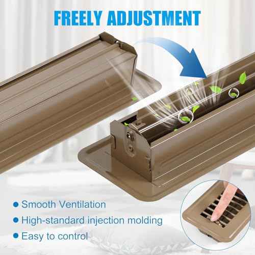 12 Pcs 2 x 12 Brown Heavy Duty Steel Floor Register Bulk, Walkable Design with Damper, Floor Register Vent Grille Covers with Easy Adjust Air Supply Lever