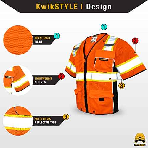 KwikSafety - Charlotte, NC - Men's & Women's Class 3 Safety Vest PPE Hi Vis Reflective ANSI OSHA