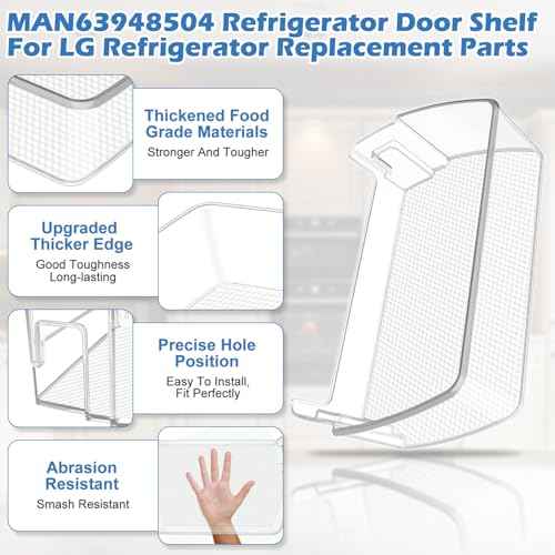 Upgraded MAN63948504 Refrigerator Door Shelf Bin,Compatible With LG/Kenmore Refrigerator Door Shelf Replacement,Replaces LFXS26973S LMXS28626S LFXC22526D Refrigerator Fridge Door Shelves 63948504