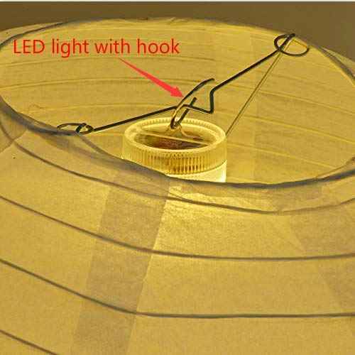Paper Lantern Lights Battery Operated Remote Hanging Led Lanterns Light with Hook Super Bright RGB White Warm White 15 Days Standby, 36 hours Constant On for Lantern Tent Lighting(10 lights+2 remotes)